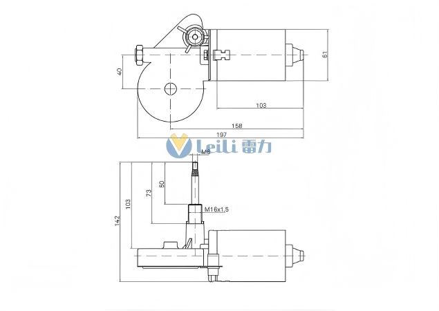 ZD2530FB Windshield Wiper Motor 2D Drawing