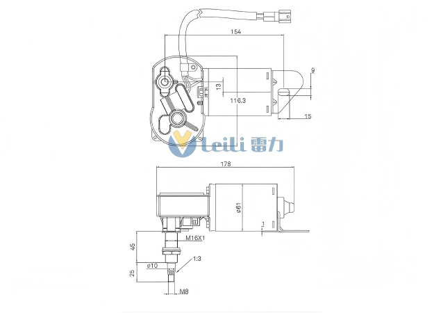 ZD2533 Windshield Wiper Motor 2D Drawing