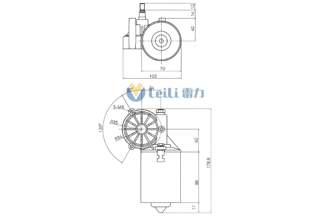ZD2537 Windshield Wiper Motor 2D Drawing