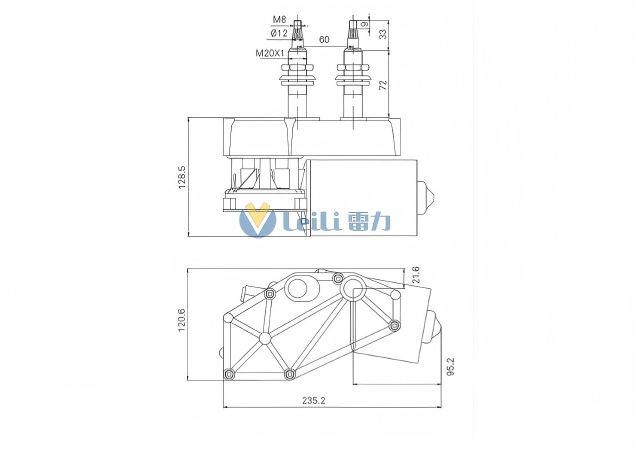 ZJB2633 Windshield Wiper Motor 2D Drawing