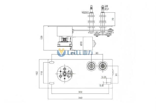 ZJC2631R Windshield Wiper Motor 2D Drawing