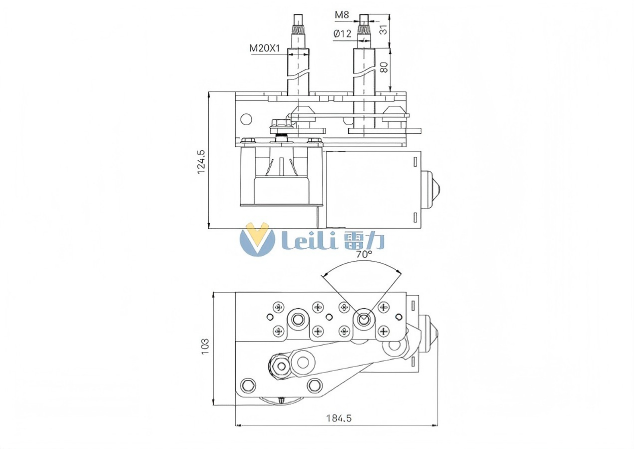 ZJD2537L Windshield Wiper Motor 2D Drawing