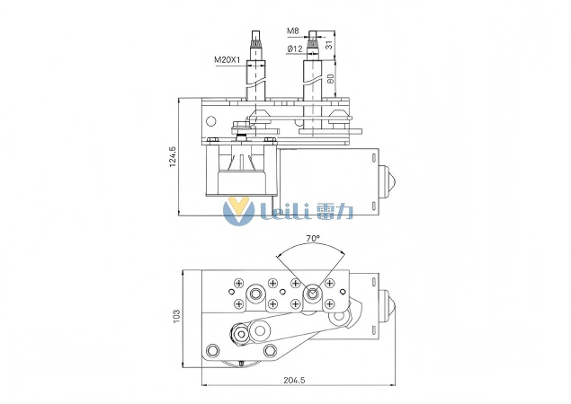 ZJD2631L Windshield Wiper Motor 2D Drawing